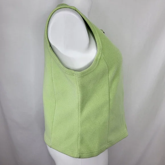 LL Bean Fleece VEST Womens Size XL Light Green Full Zip Sleeveless Collarless - Picture 2 of 14